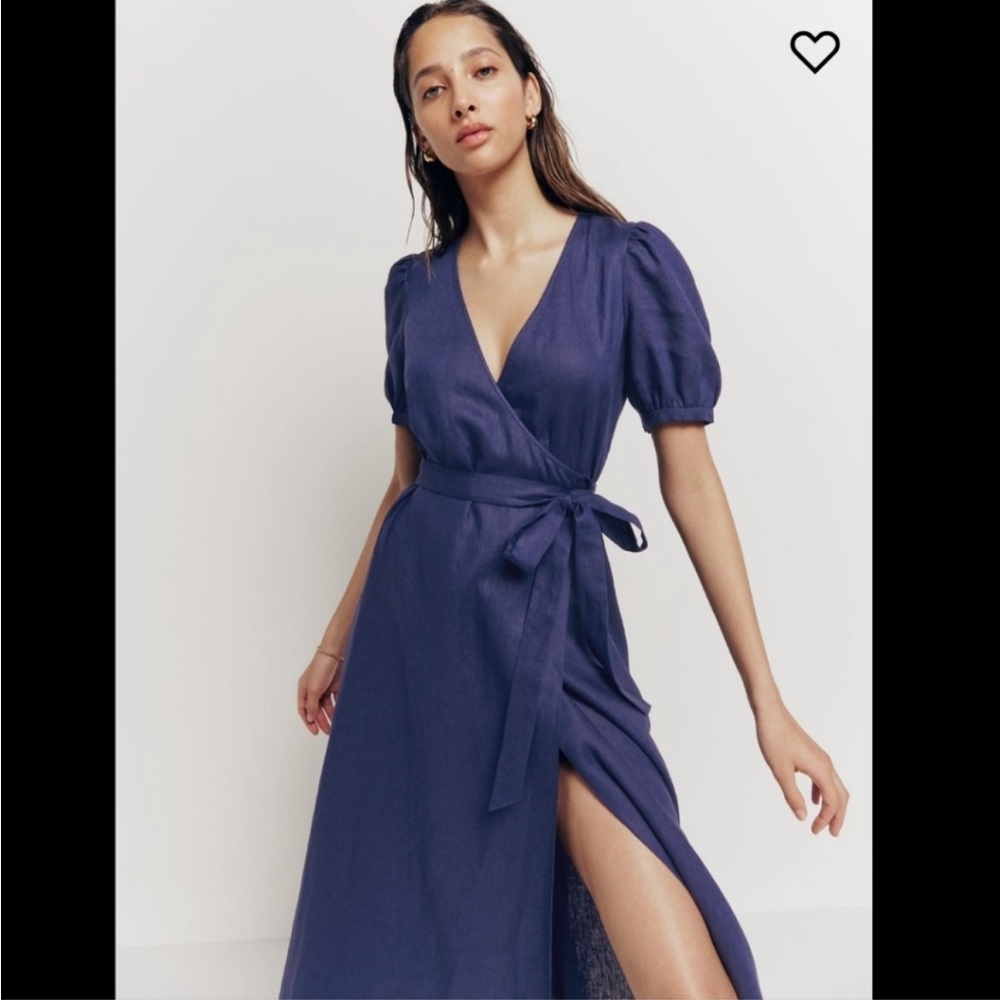 Reformation Blue Linen Dress